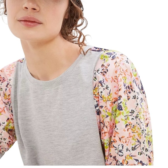 ANTHROPOLOGIE MAEVE Suzanne Gray &  Floral Puff Sleeve Top Size Small - Picture 4 of 12